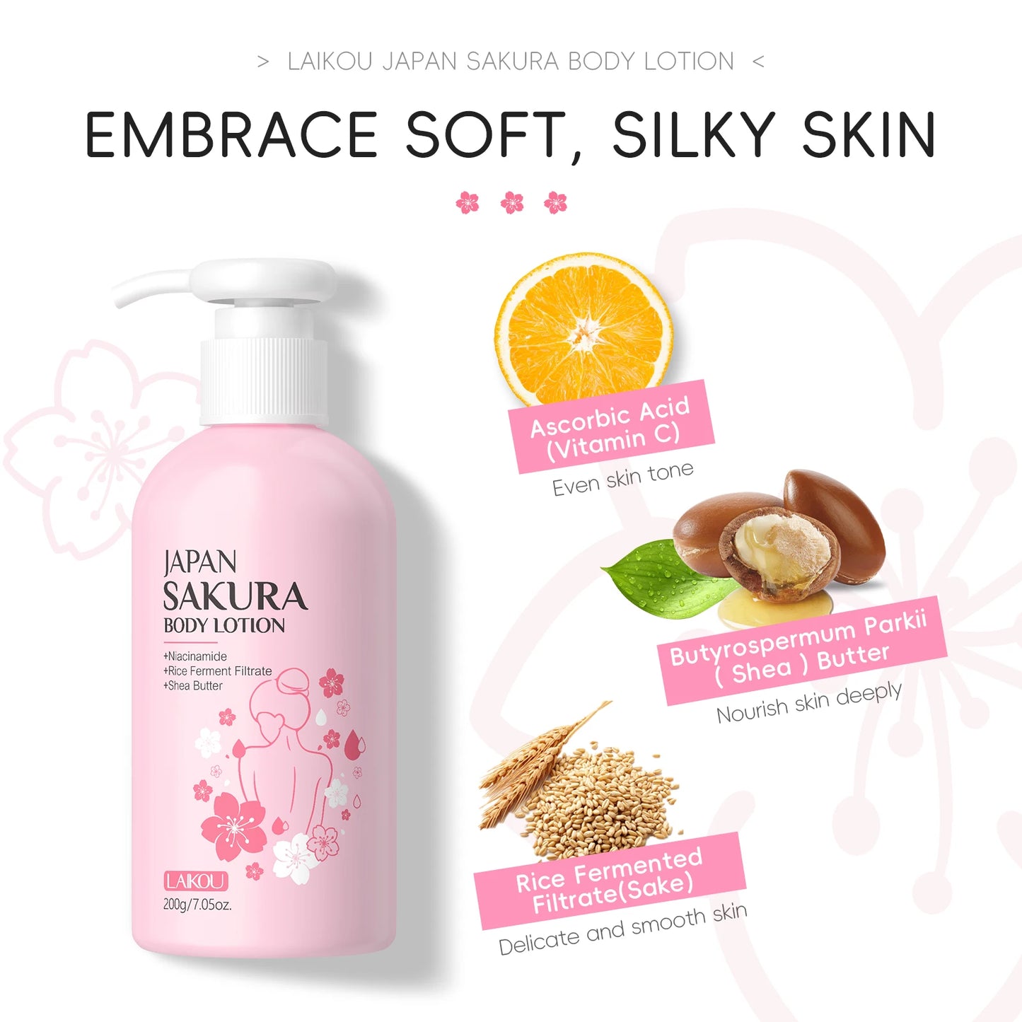 LAIKOU Japan Sakura Body Lotion and Moisturizer