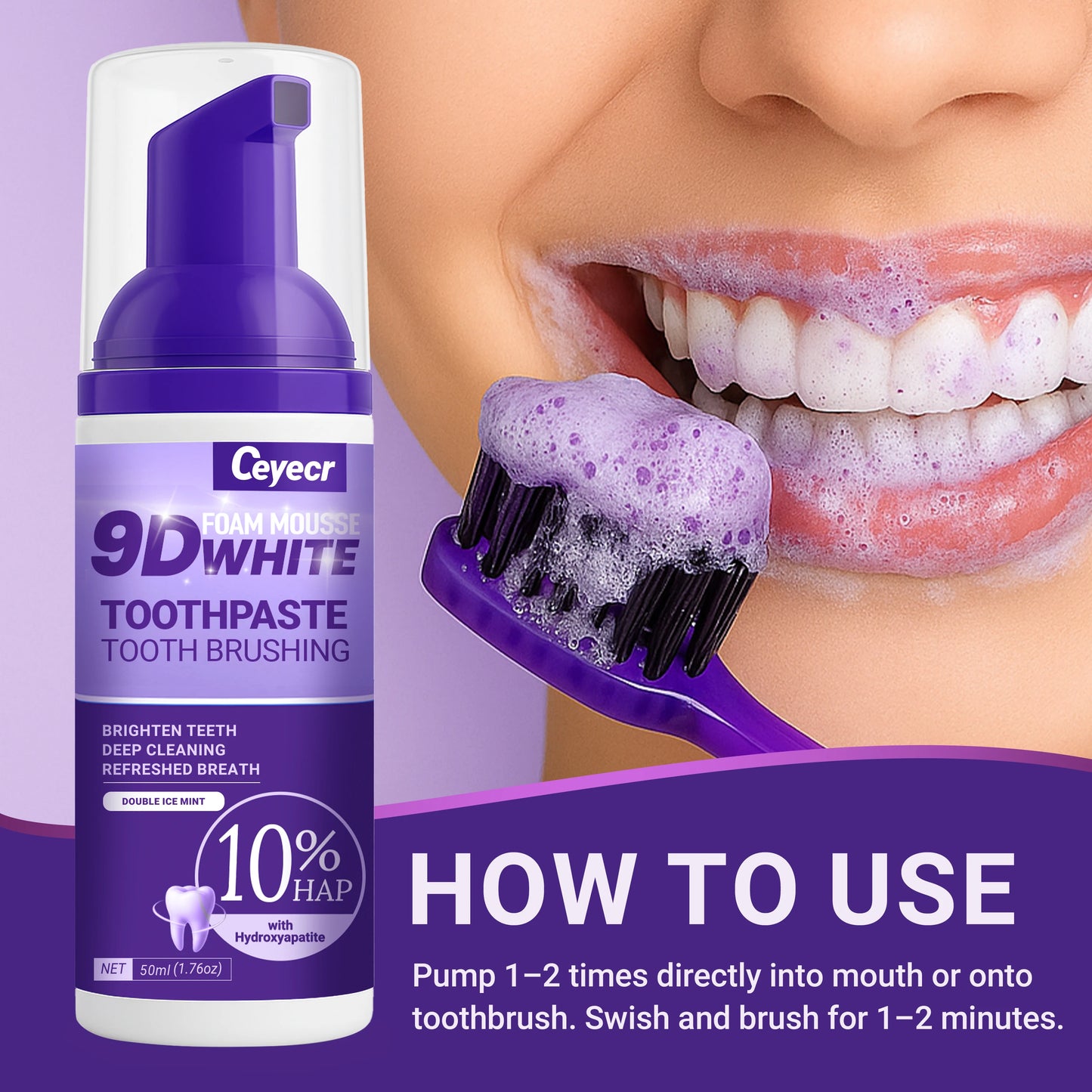 9D white Mousse Teeth Whitening Toothpaste