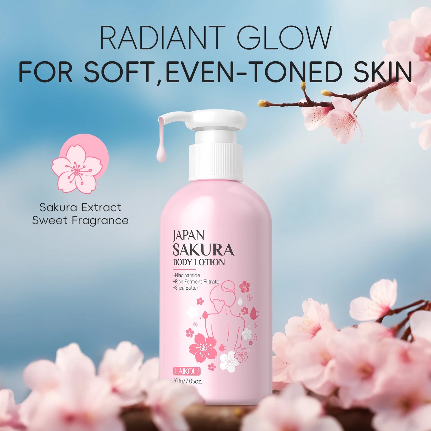 LAIKOU Japan Sakura Body Lotion and Moisturizer