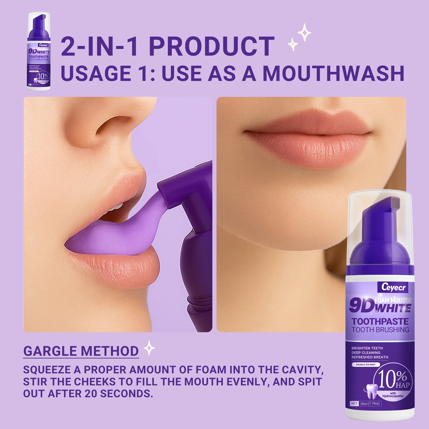 9D white Mousse Teeth Whitening Toothpaste