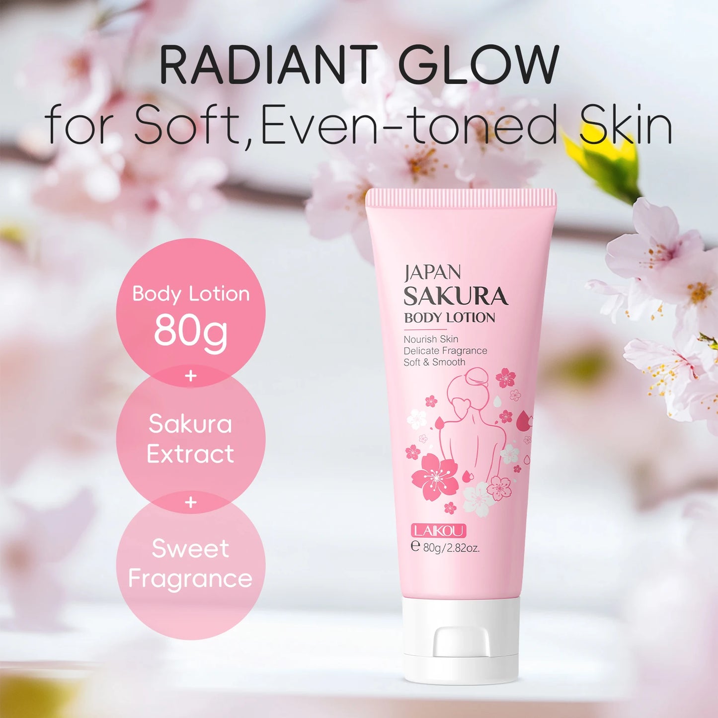 LAIKOU Japan Sakura Body Lotion and Moisturizer