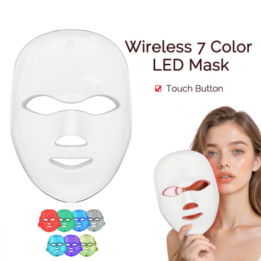 Wireless 7 Colors Led Facial Mask Portable Photon LED Face Mask for Skin Firming Rejuvenation Lifting Anti-aging Skin Care Tool